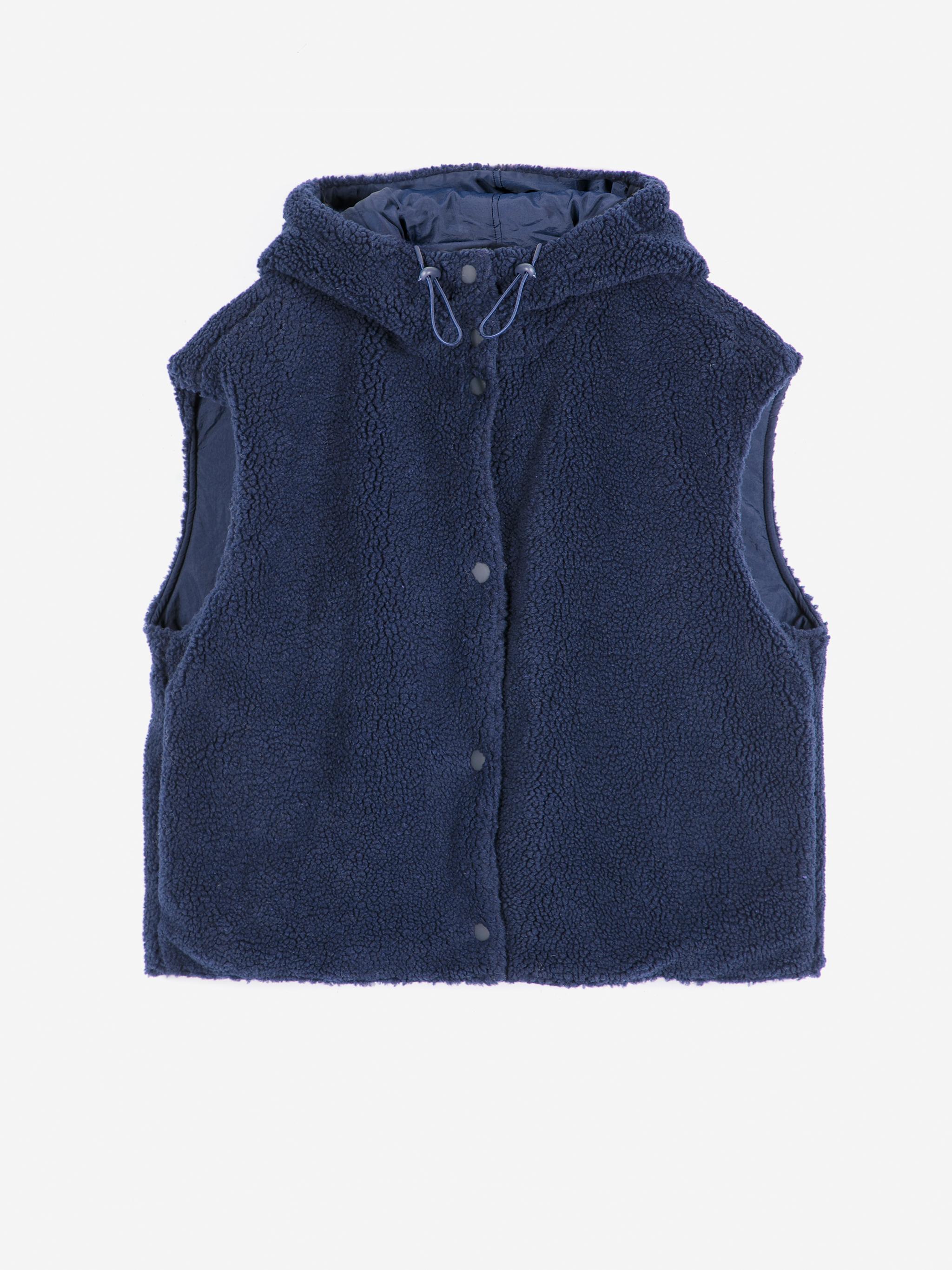 Bobo Choses Reversible Nylon Vest Navy Blue Damen Weste Sherpa blau